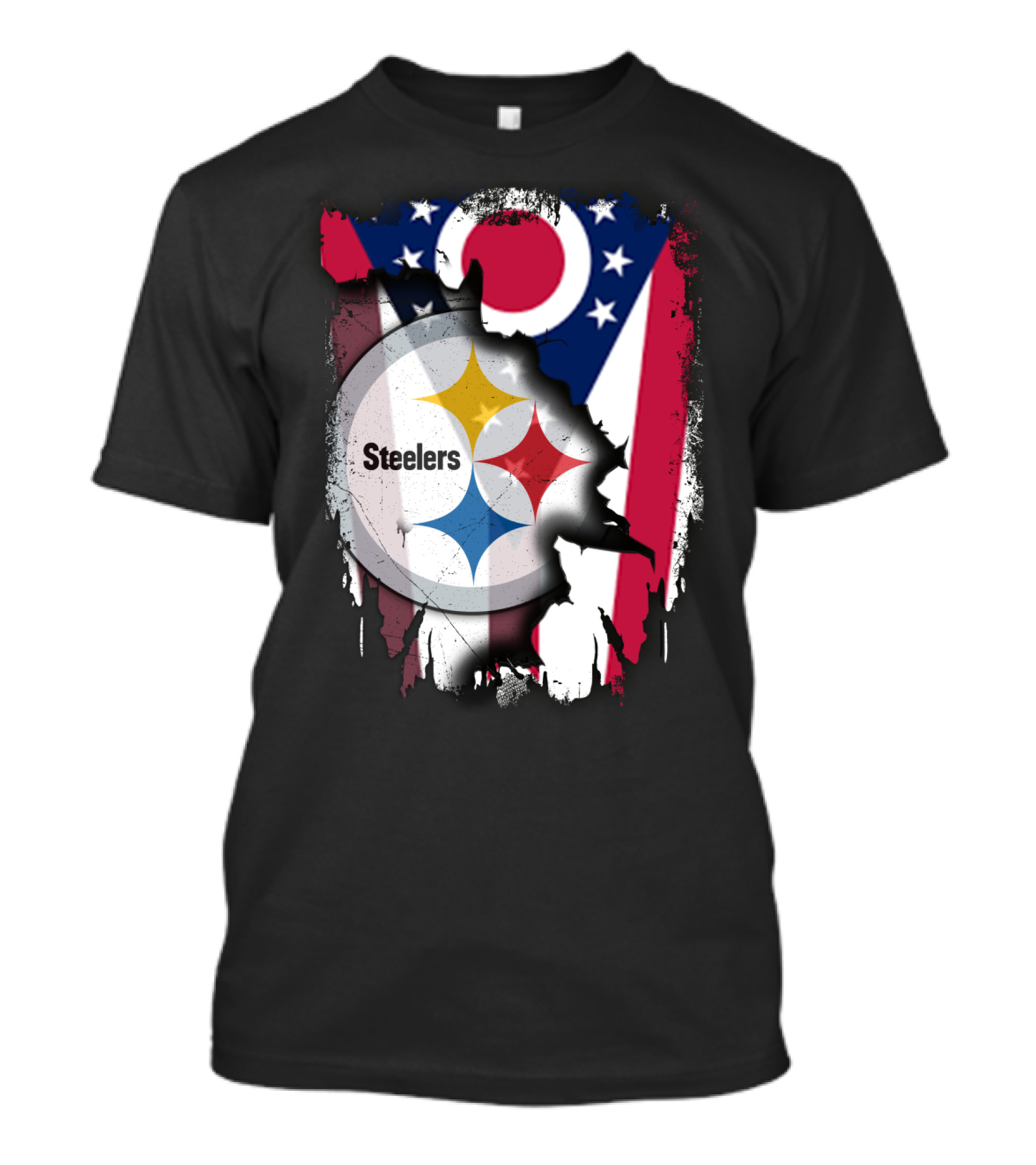 Ohio Steelers Fusion With Flag T-Shirt