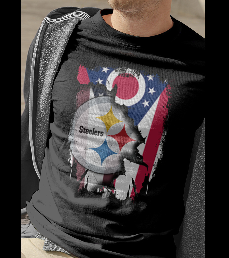 Ohio Steelers Fusion With Flag T-Shirt