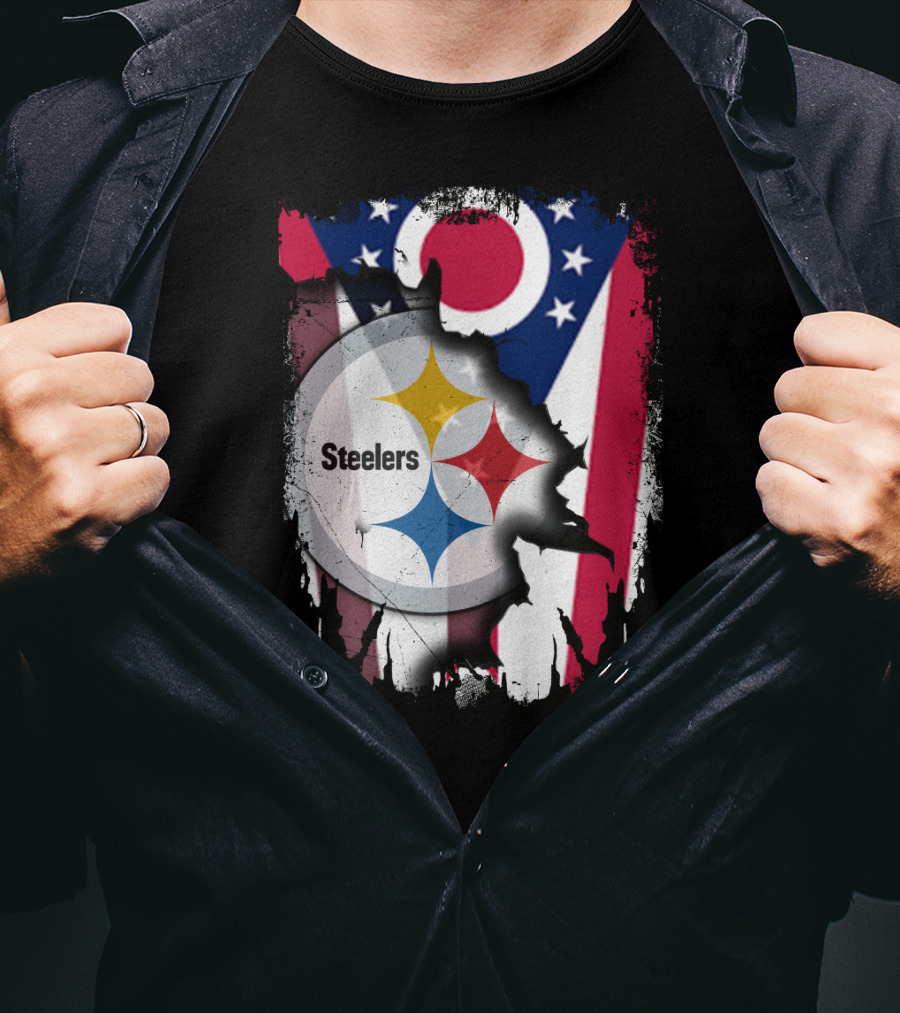 Ohio Steelers Fusion With Flag T-Shirt
