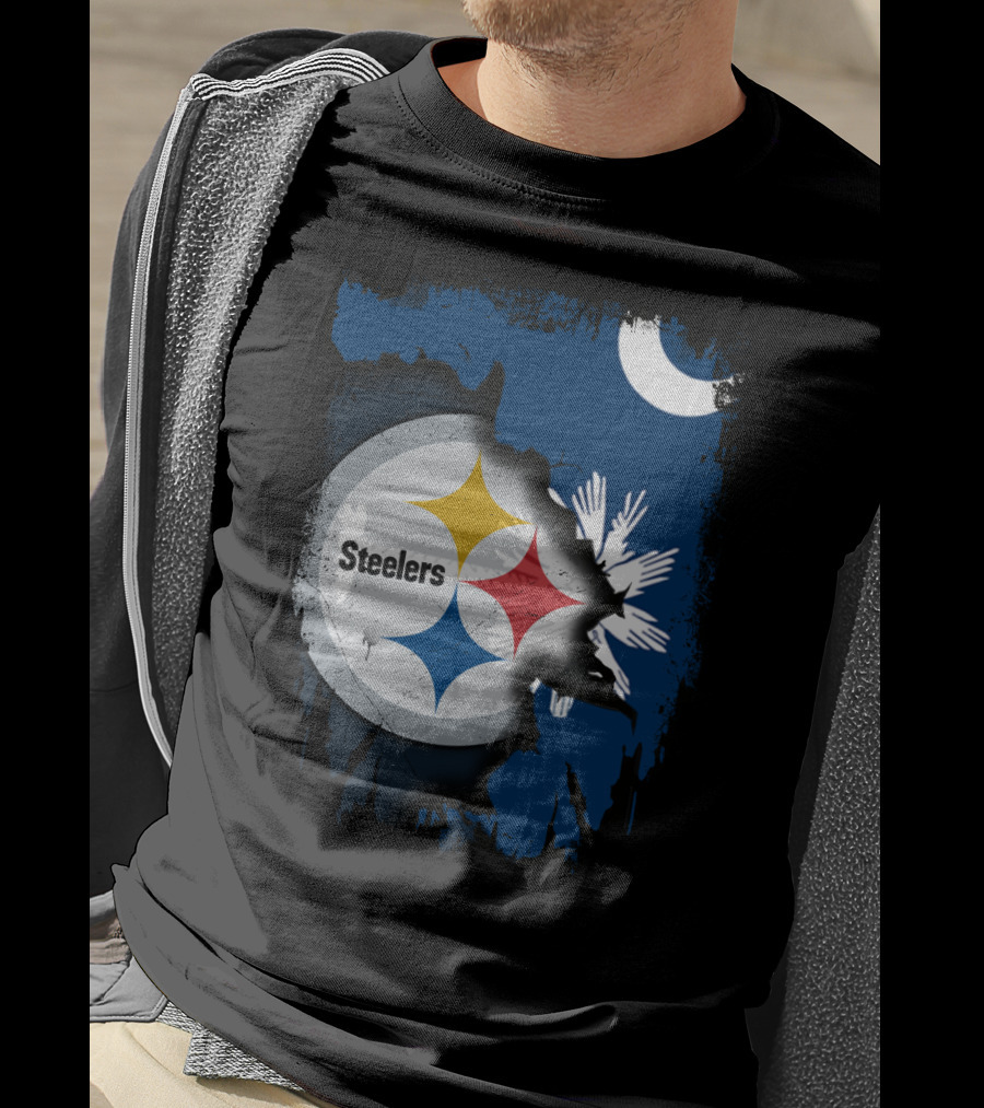 Steelers Logo Integrated With South Carolina Flag Elements T-Shirt