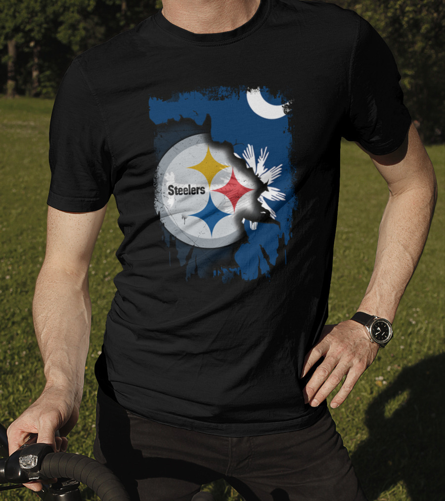 Steelers Logo Integrated With South Carolina Flag Elements T-Shirt