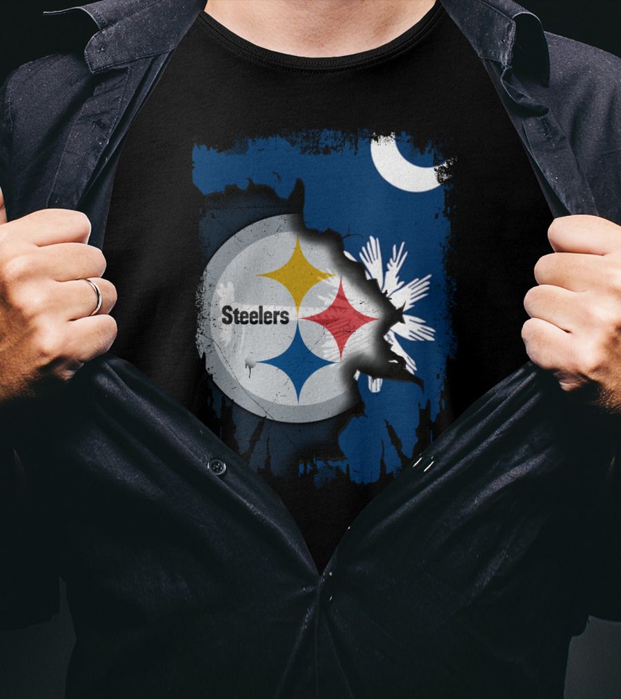Steelers Logo Integrated With South Carolina Flag Elements T-Shirt
