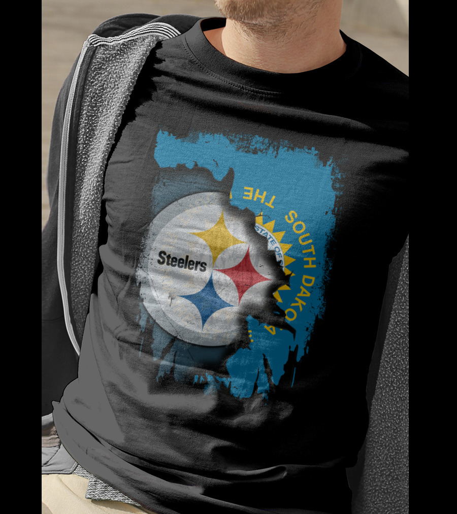 South Dakota State Flag With Steelers Logo Integration T-Shirt