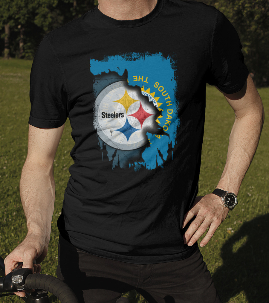 South Dakota State Flag With Steelers Logo Integration T-Shirt