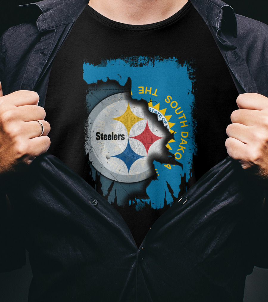 South Dakota State Flag With Steelers Logo Integration T-Shirt