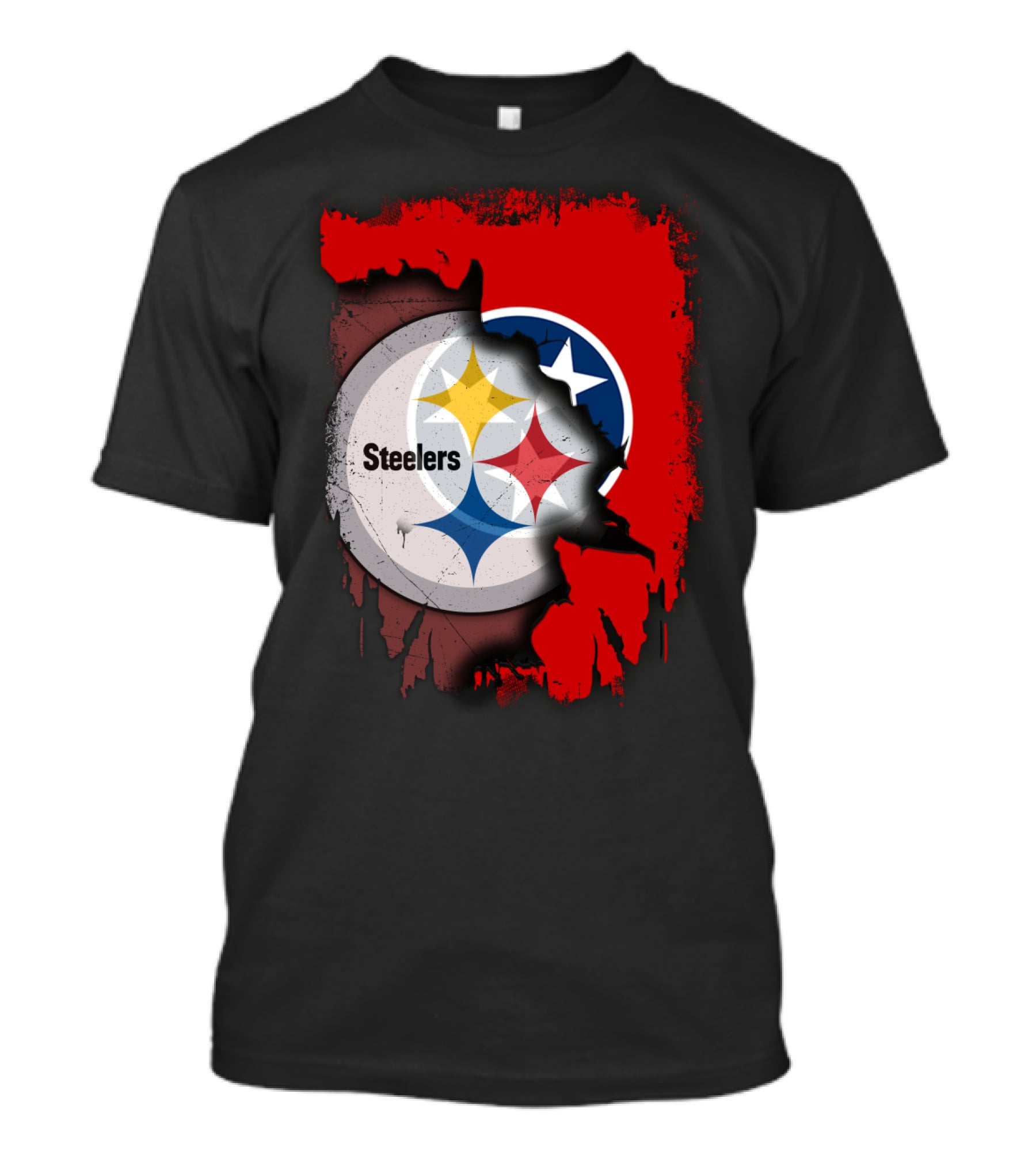 Tennessee And Steelers Fusion With Flag T-Shirt