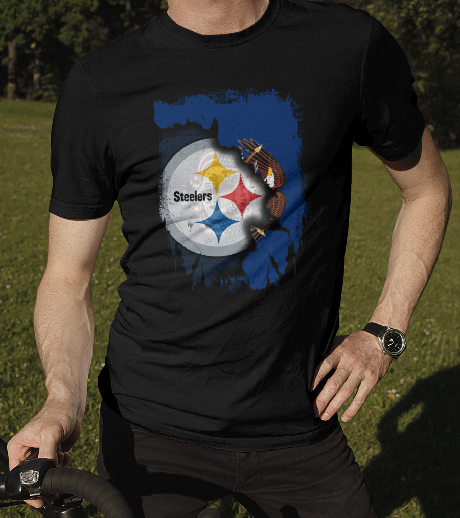 Steelers Eagle Emblem Artwork With Together Utah Integration T-Shirt