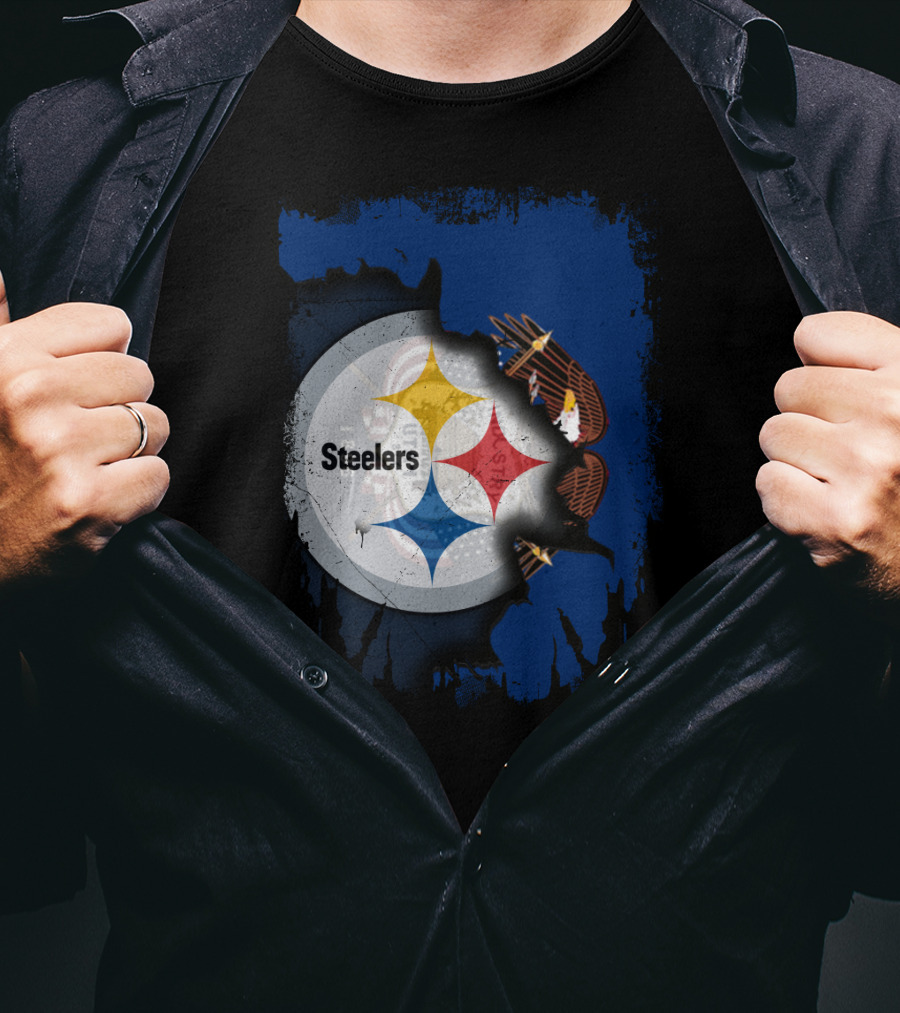 Steelers Eagle Emblem Artwork With Together Utah Integration T-Shirt
