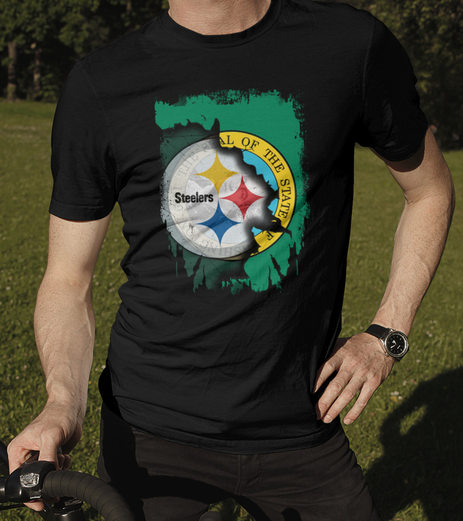 Washington State Meets Steelers Football Emblem T-Shirt