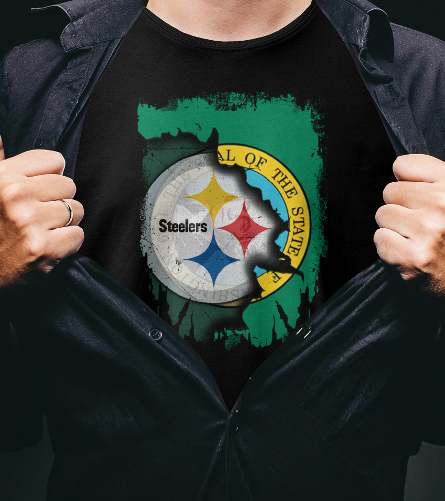 Washington State Meets Steelers Football Emblem T-Shirt
