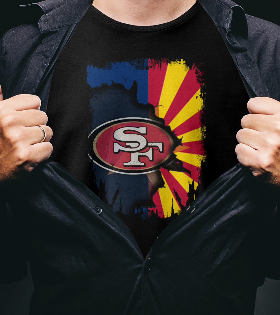 SF Arizona Flag Fusion Together 49ers T-Shirt