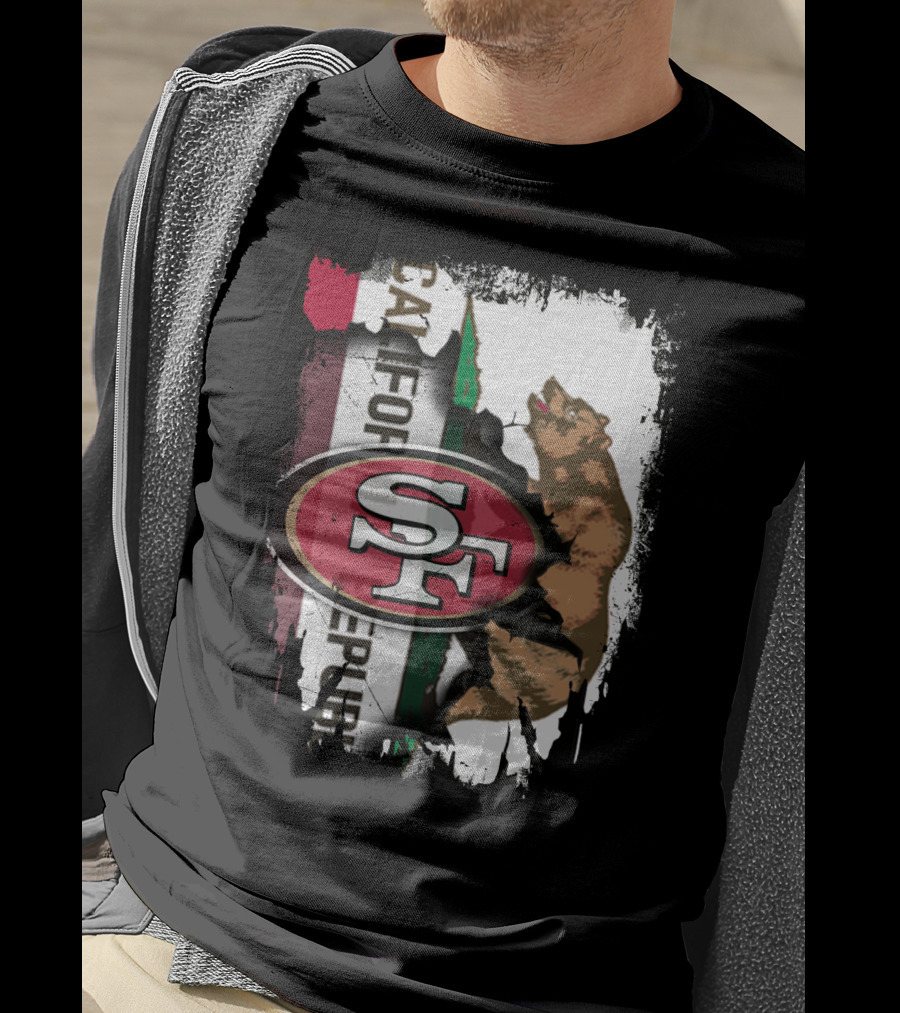 California Republic Bear With 49ers SF T-Shirt