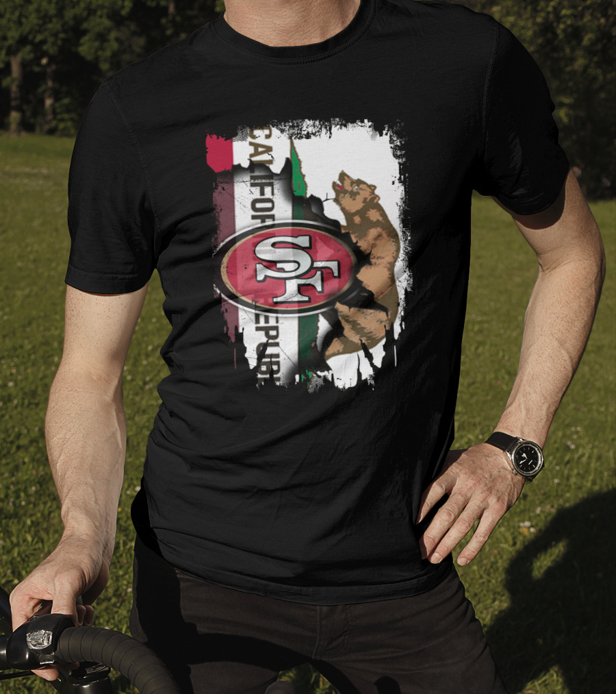 California Republic Bear With 49ers SF T-Shirt
