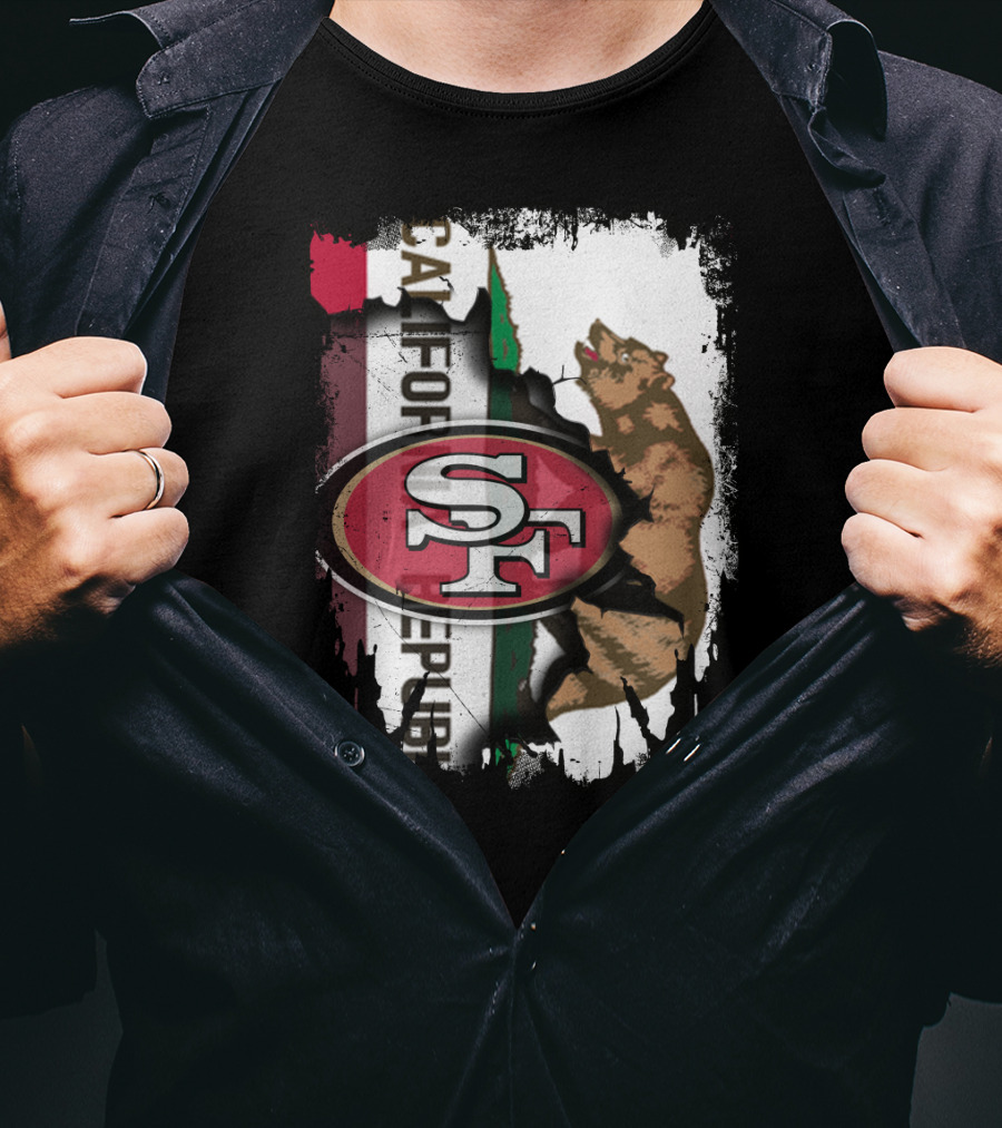 California Republic Bear With 49ers SF T-Shirt