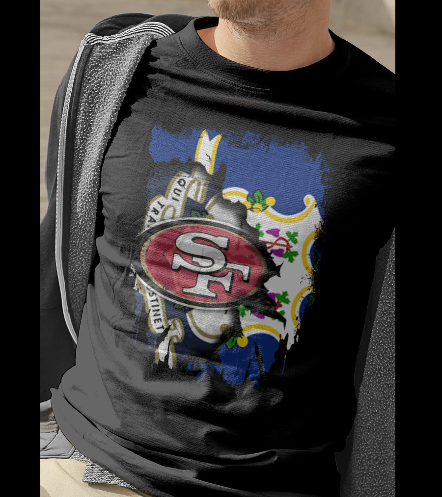 Connecticut Flag With San Francisco 49ers T-Shirt