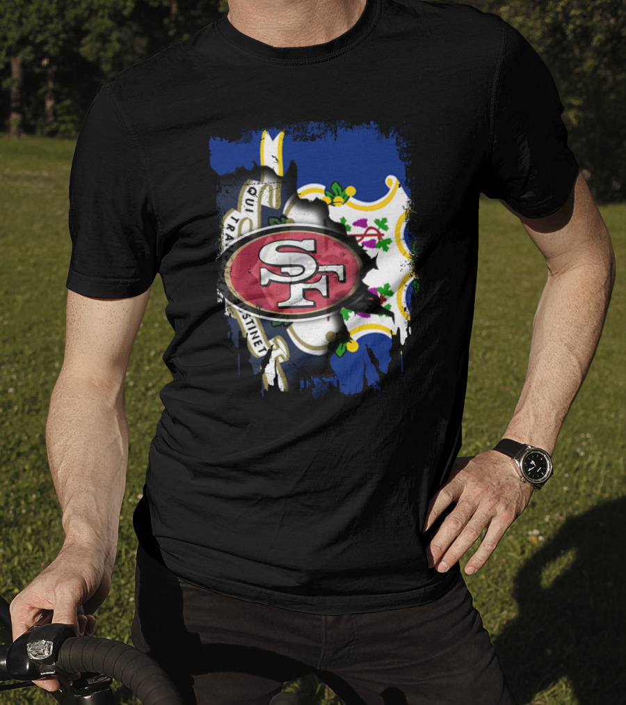 Connecticut Flag With San Francisco 49ers T-Shirt