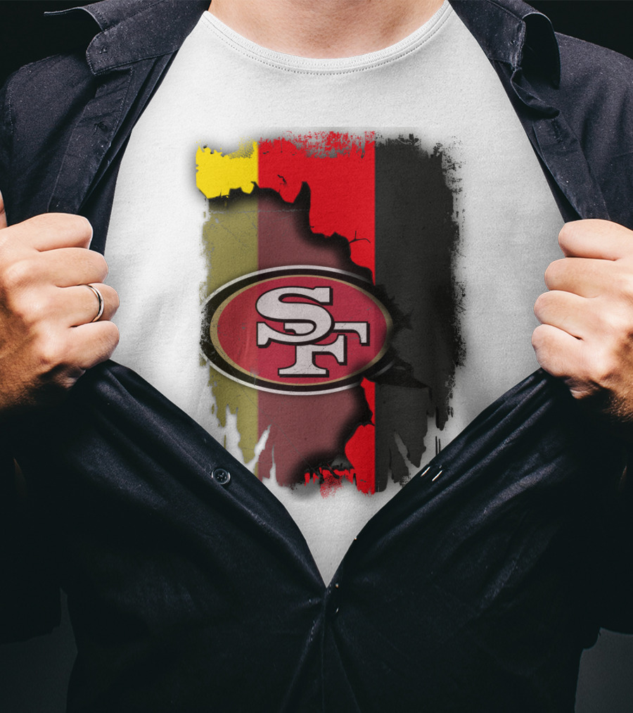Germany Flag With San Francisco 49ers Logo Blend T-Shirt