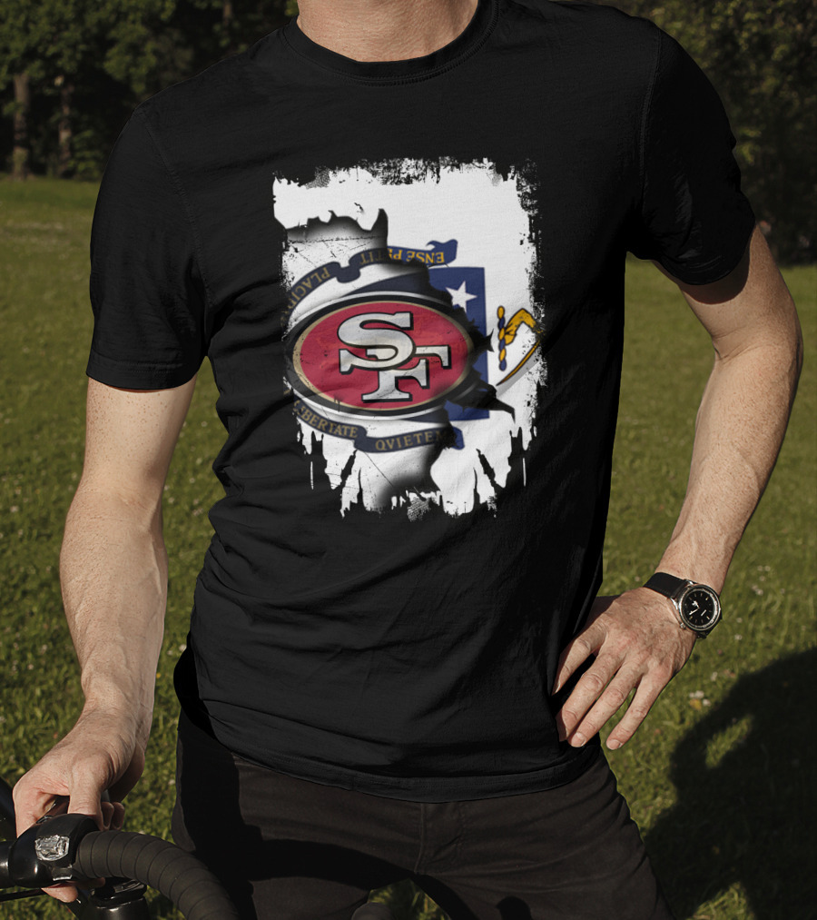 Massachusetts And 49ers United Emblem T-Shirt