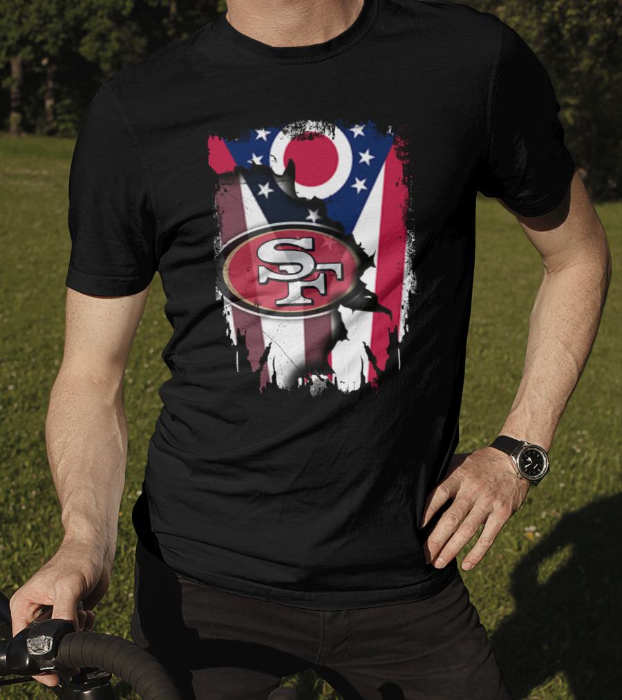 Ohio Flag San Francisco 49ers Sf Logo Fusion T-Shirt