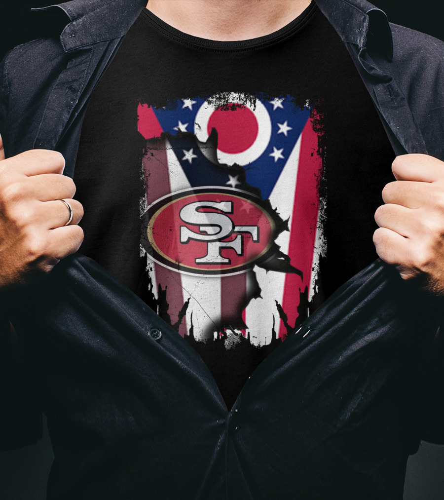 Ohio Flag San Francisco 49ers Sf Logo Fusion T-Shirt