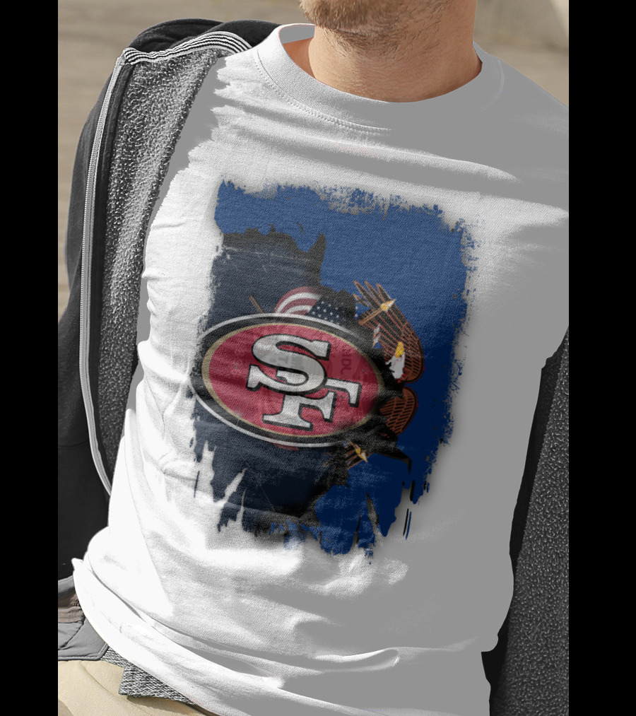 49ers And Eagle With American Flag T-Shirt