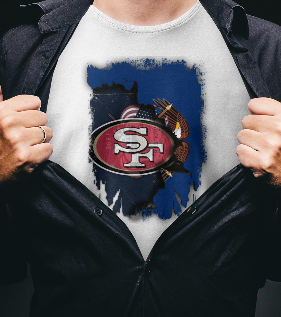 49ers And Eagle With American Flag T-Shirt