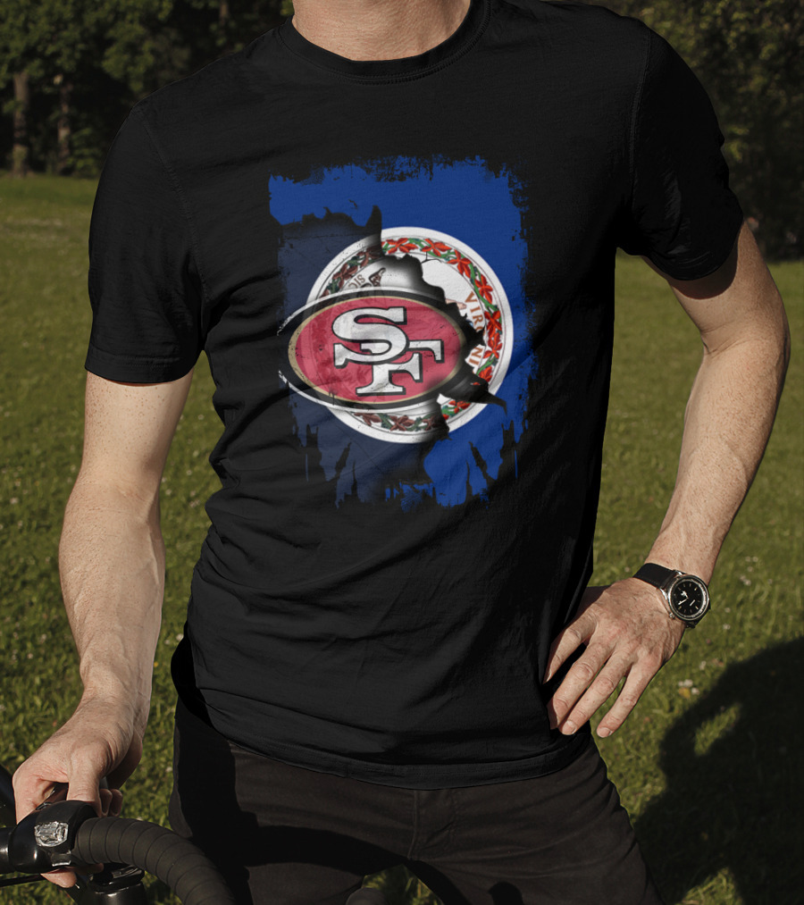 Virginia Flag And 49ers SF Logo Together T-Shirt