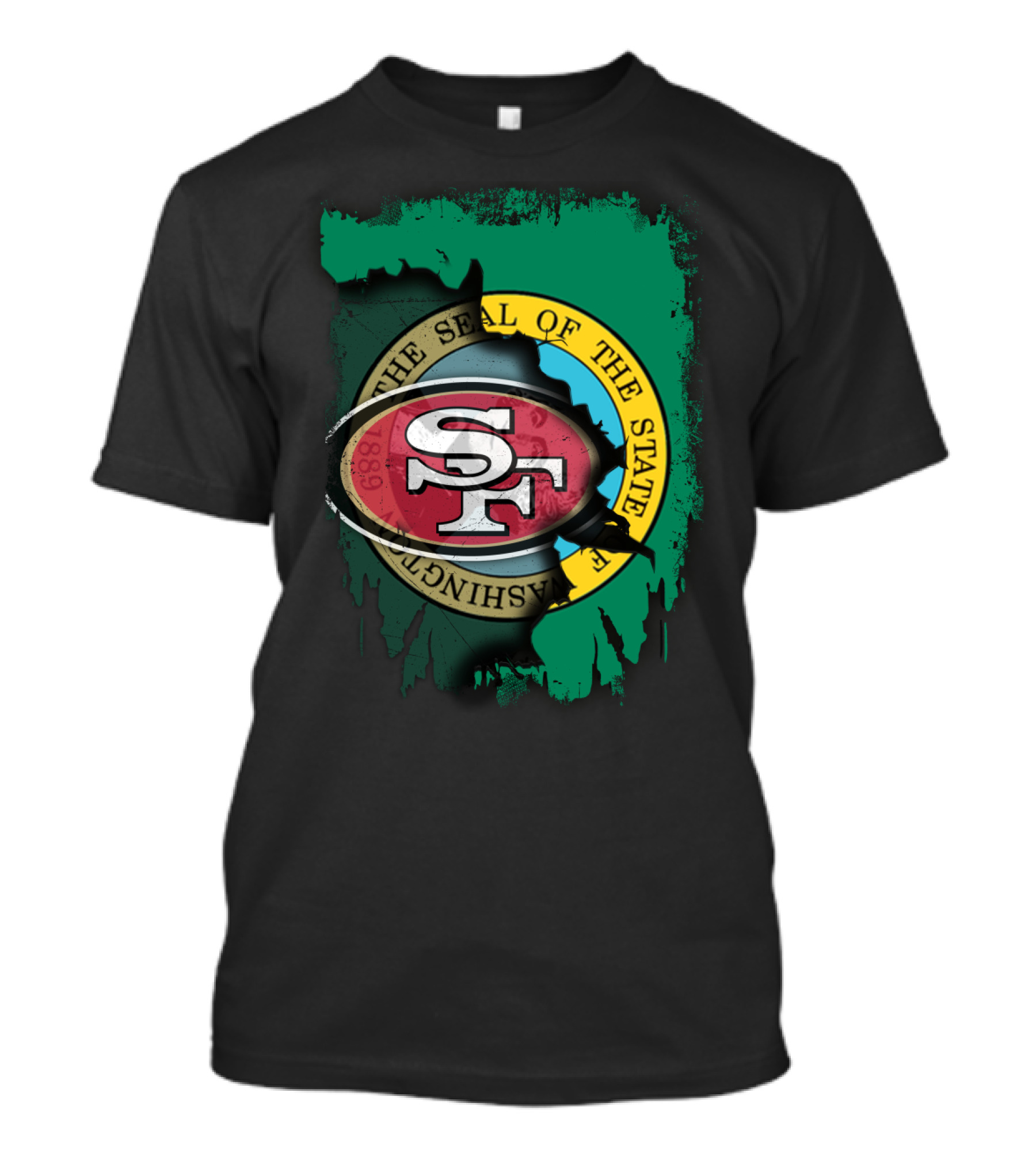 SF 49ers With Washington State Seal Clash T-Shirt