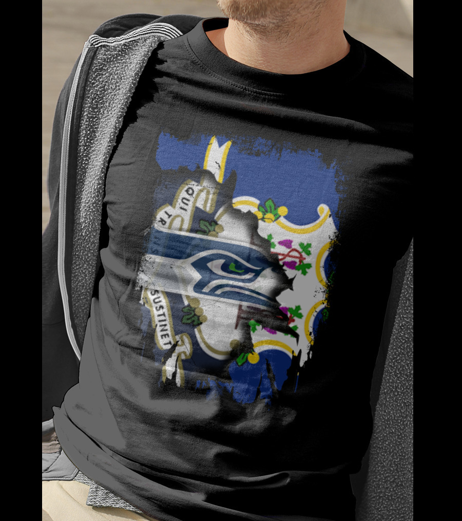 Connecticut State Pride With Seattle Seahawks T-Shirt