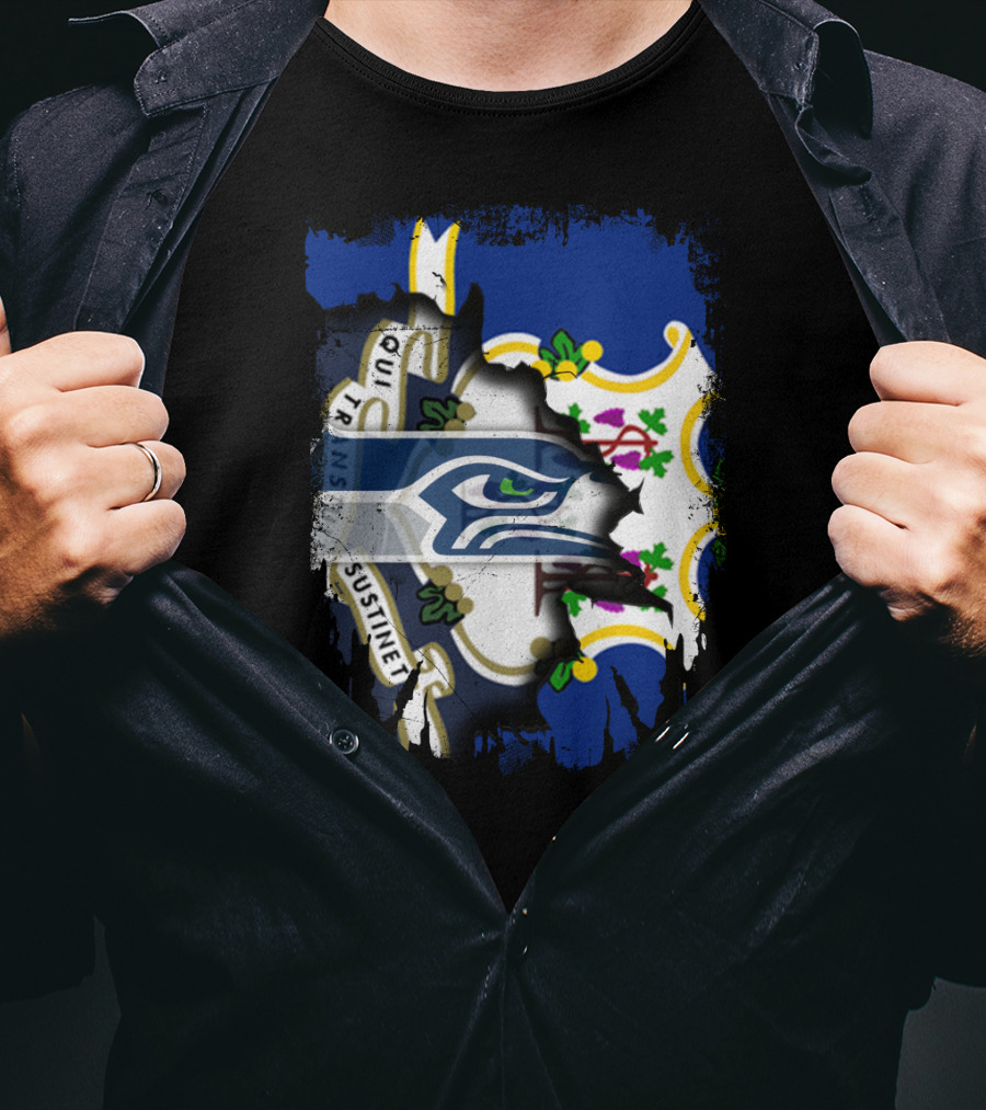 Connecticut State Pride With Seattle Seahawks T-Shirt