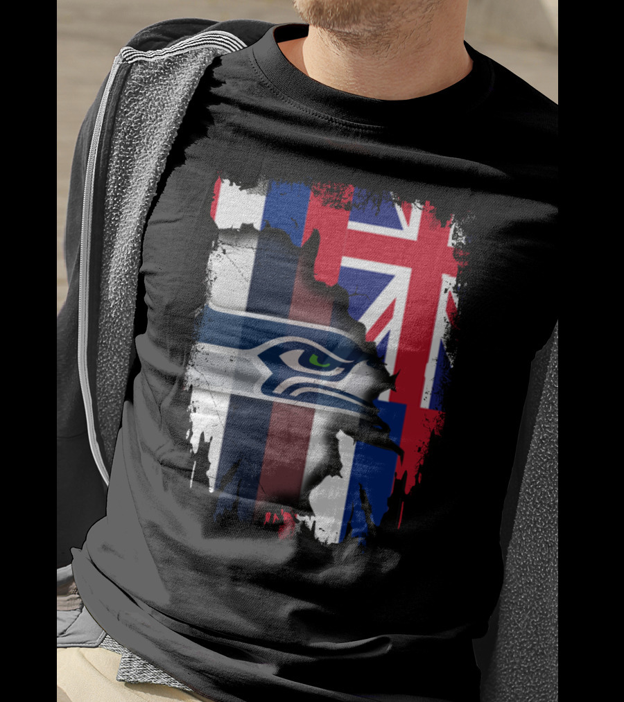 Together Hawaii With Seahawks Logo And Hawaiian Flag T-Shirt