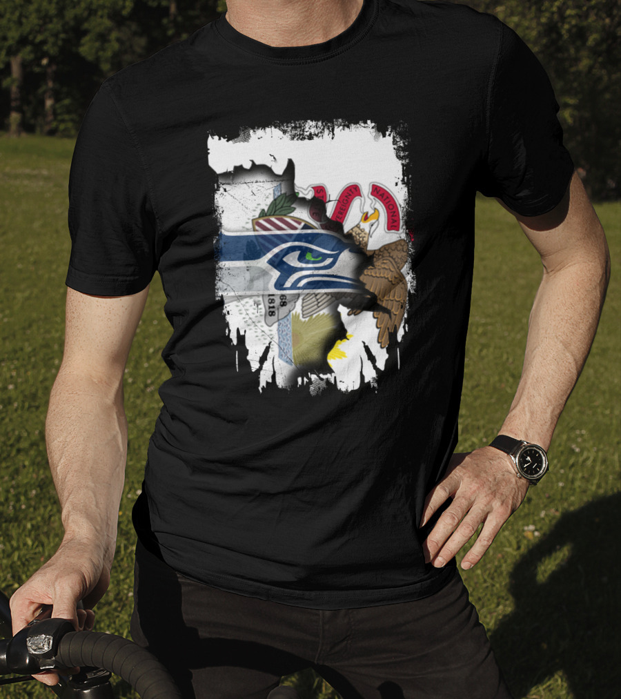 Illinois State And Seattle Seahawks Unity Emblem T-Shirt