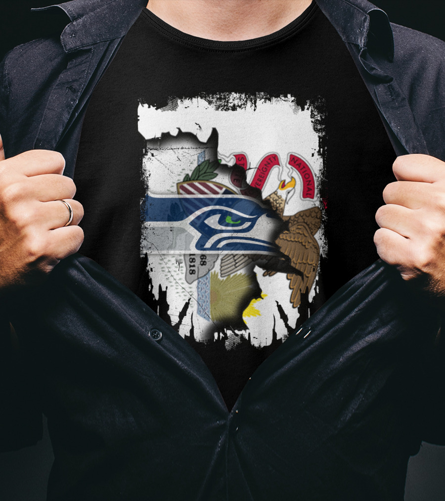 Illinois State And Seattle Seahawks Unity Emblem T-Shirt