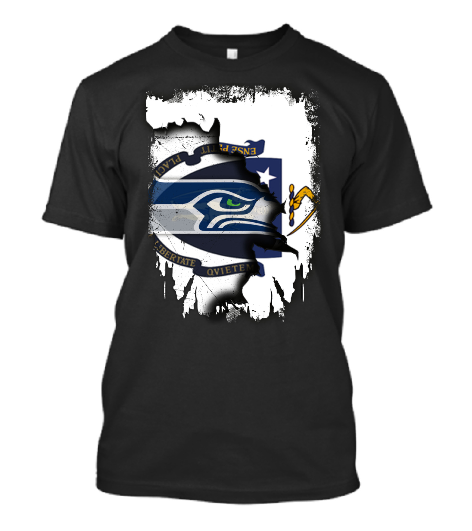 Massachusetts And Seahawks Ripped Blend T-Shirt