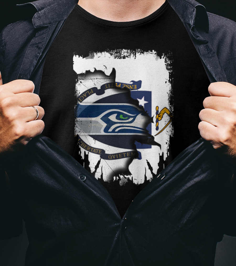 Massachusetts And Seahawks Ripped Blend T-Shirt