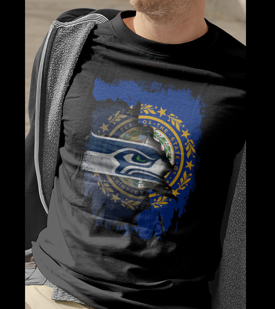 Seahawks Logo Overlay With New Hampshire State Seal T-Shirt