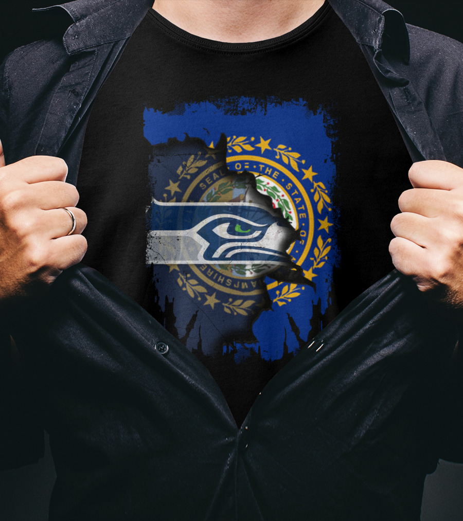 Seahawks Logo Overlay With New Hampshire State Seal T-Shirt