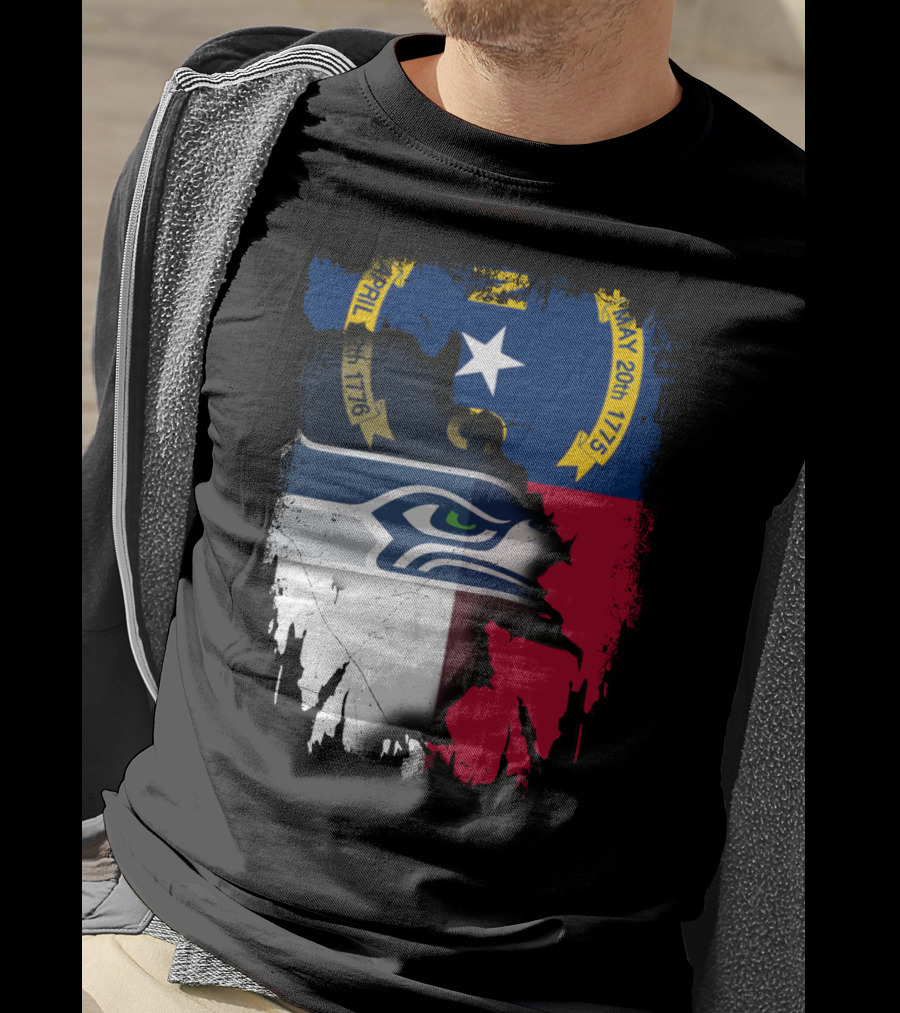 Together North Carolina Flag With Seattle Seahawks T-Shirt