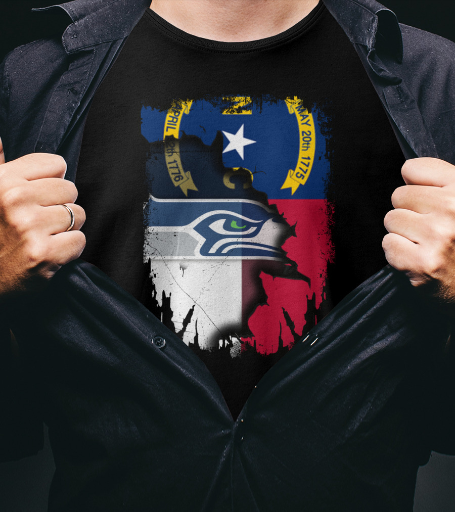 Together North Carolina Flag With Seattle Seahawks T-Shirt