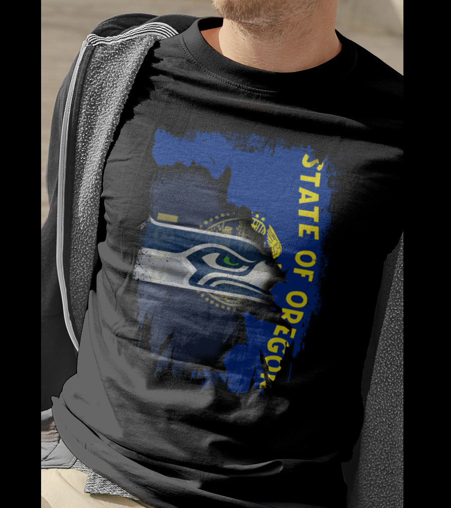 State Of Oregon With Seattle Seahawks T-Shirt