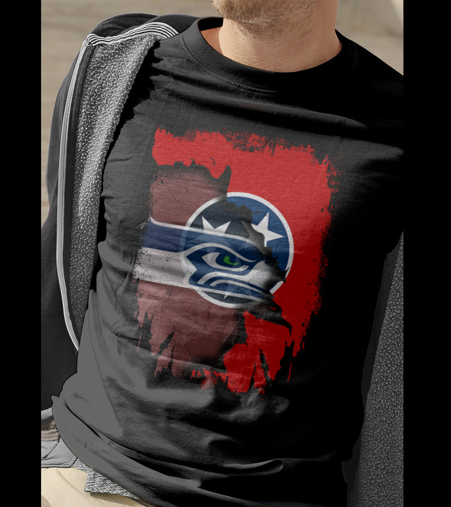 Tennessee Flag Seahawks Logo Fusion T-Shirt