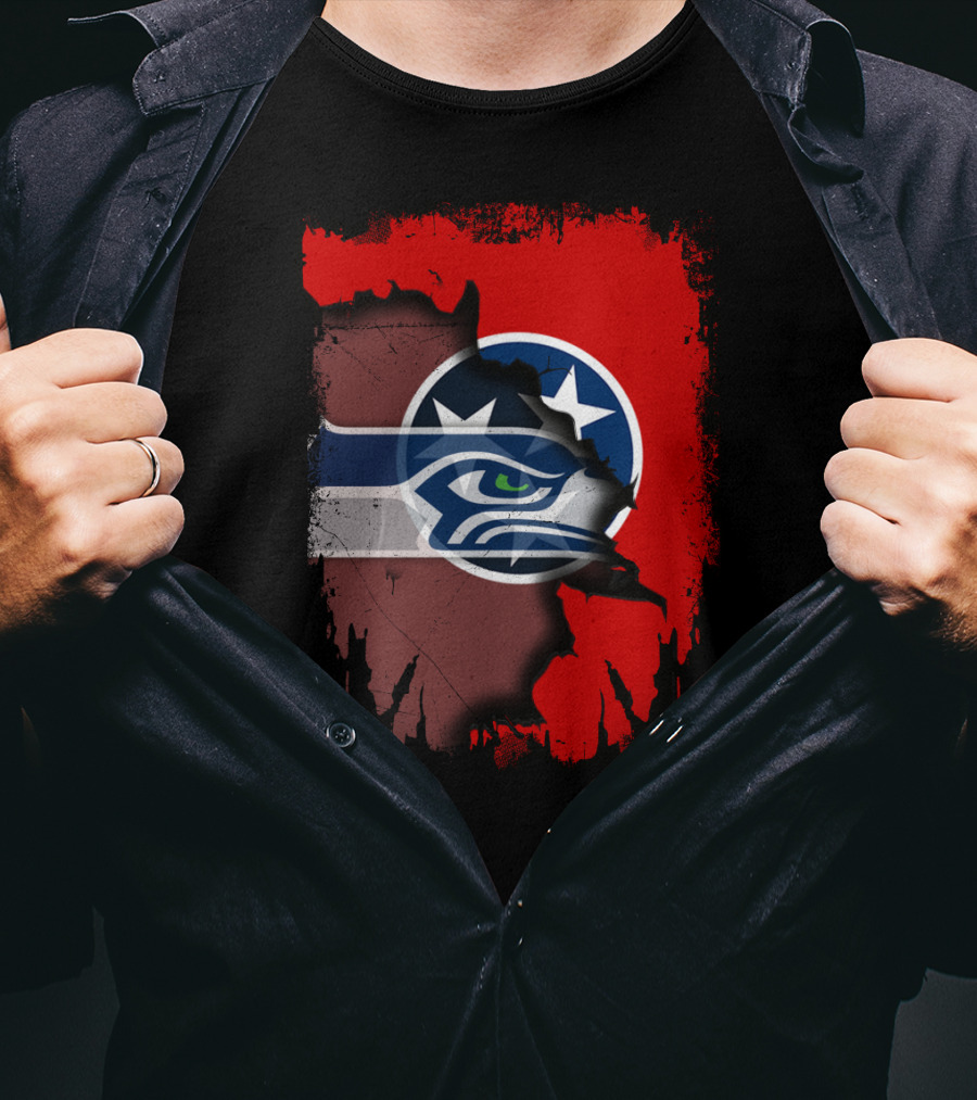 Tennessee Flag Seahawks Logo Fusion T-Shirt