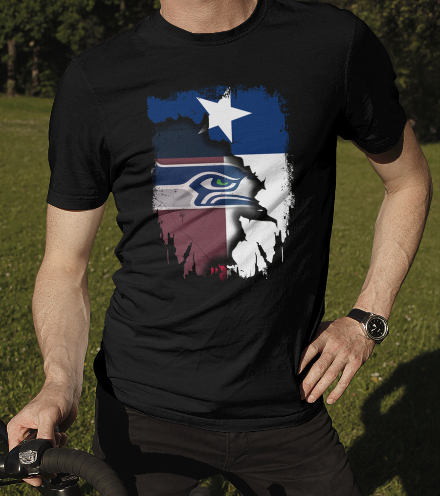 Texas And Seahawks United With Lone Star Sea Hawk T-Shirt