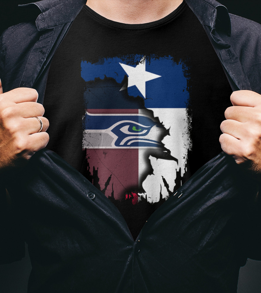 Texas And Seahawks United With Lone Star Sea Hawk T-Shirt