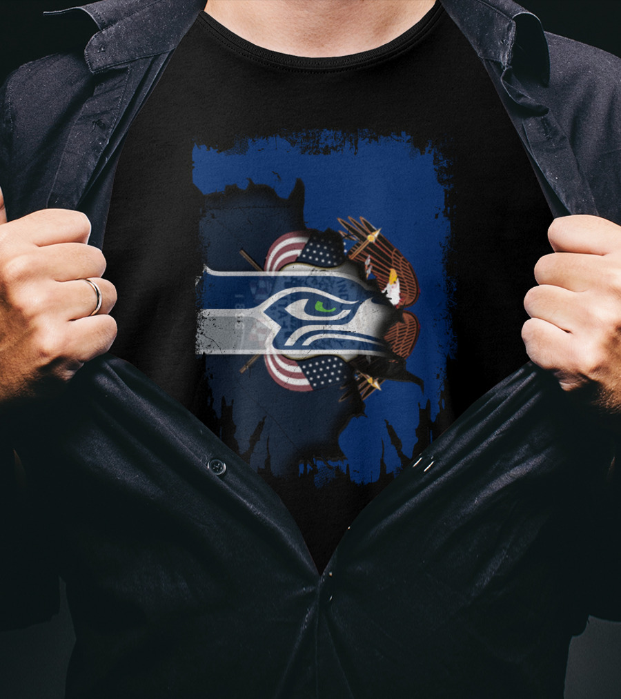 Utah Together With Seattle Seahawks American Eagle Flag T-Shirt