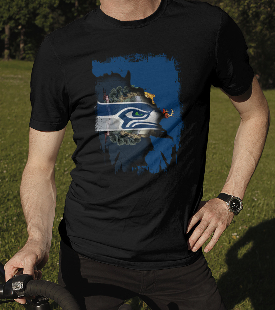 Seahawks Logo With Vermont State Emblem Integration T-Shirt