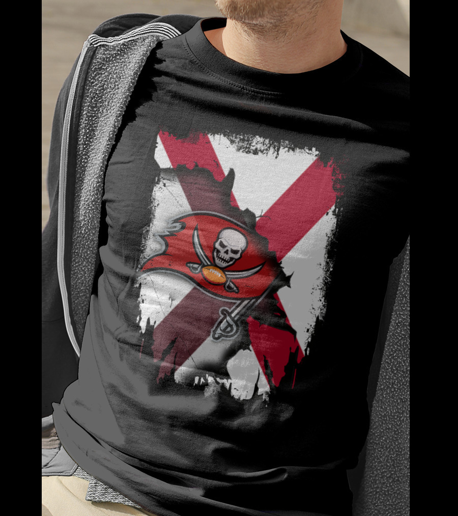 Alabama State Flag With Buccaneers Logo Together T-Shirt