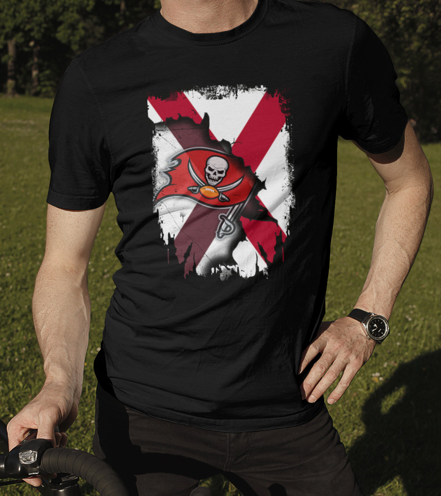 Alabama State Flag With Buccaneers Logo Together T-Shirt