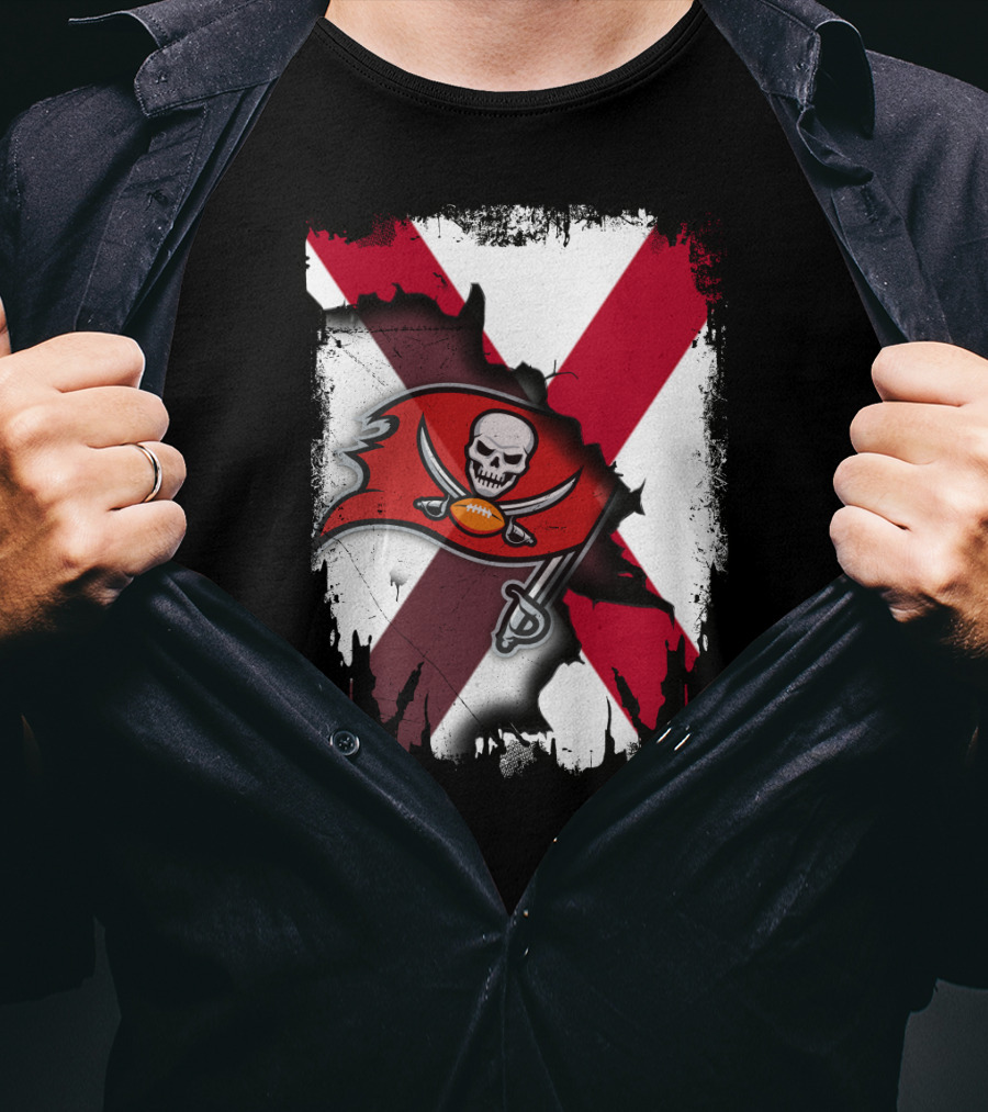 Alabama State Flag With Buccaneers Logo Together T-Shirt