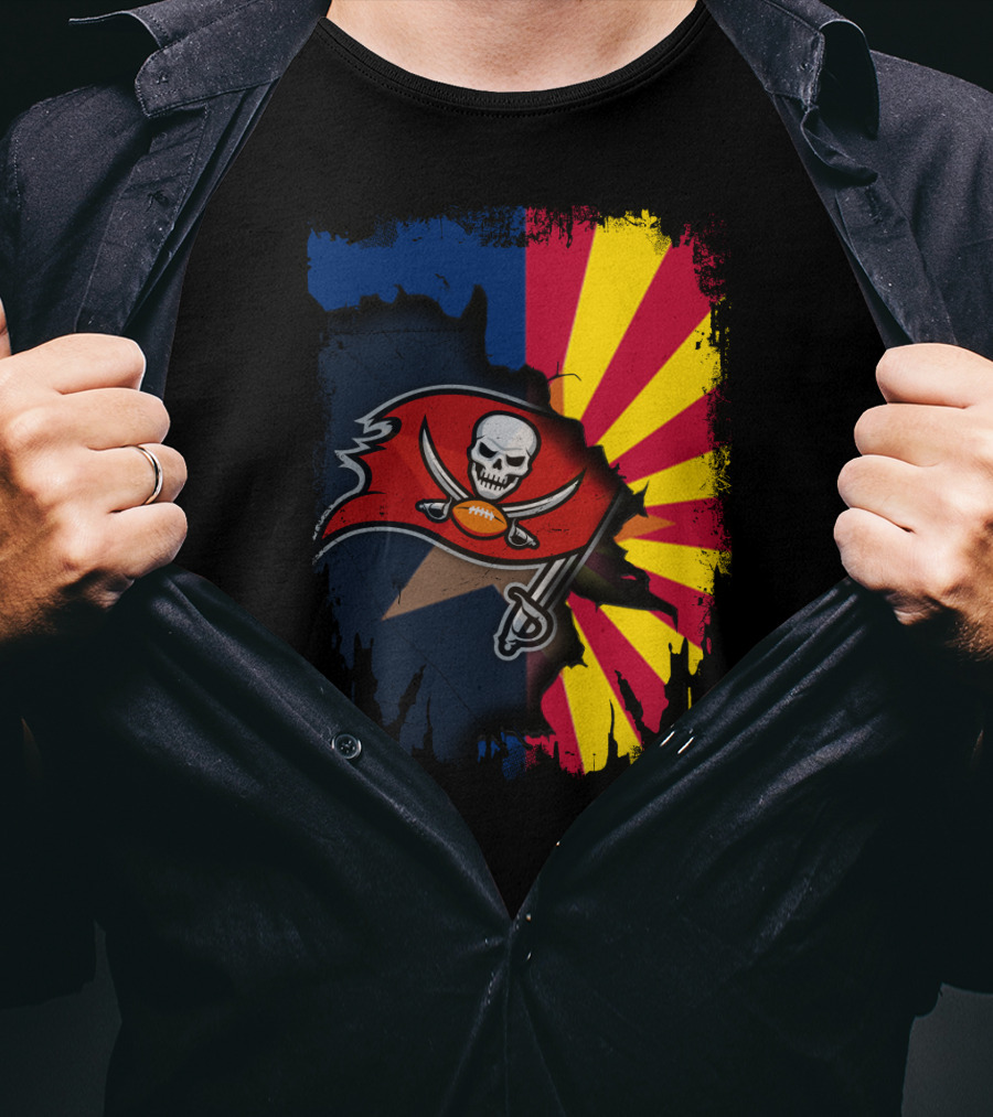 Arizona State Flag And Buccaneers Logo Together T-Shirt